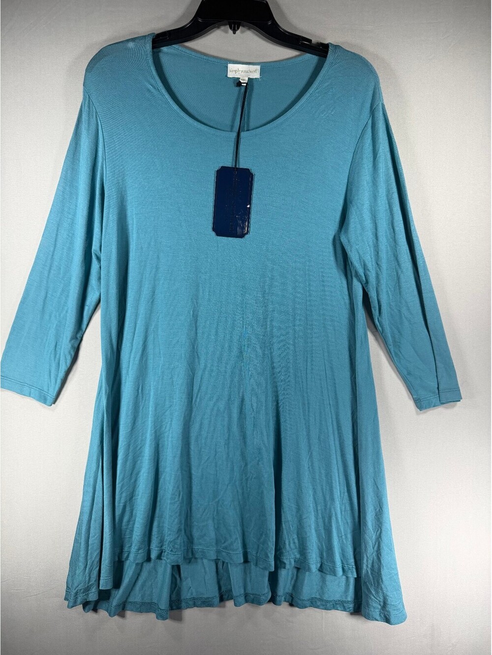 Simply Southern Women's Teal Flowy Tunic Top With Quarter Sleeves Size Small NWT